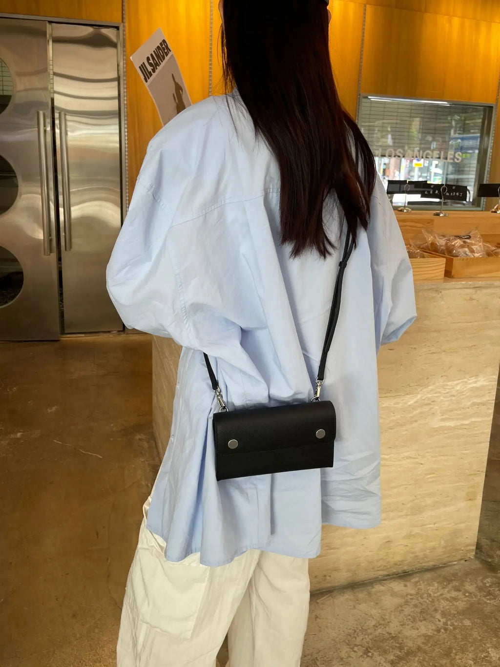 Portefeuille à bandoulière en cuir véritable