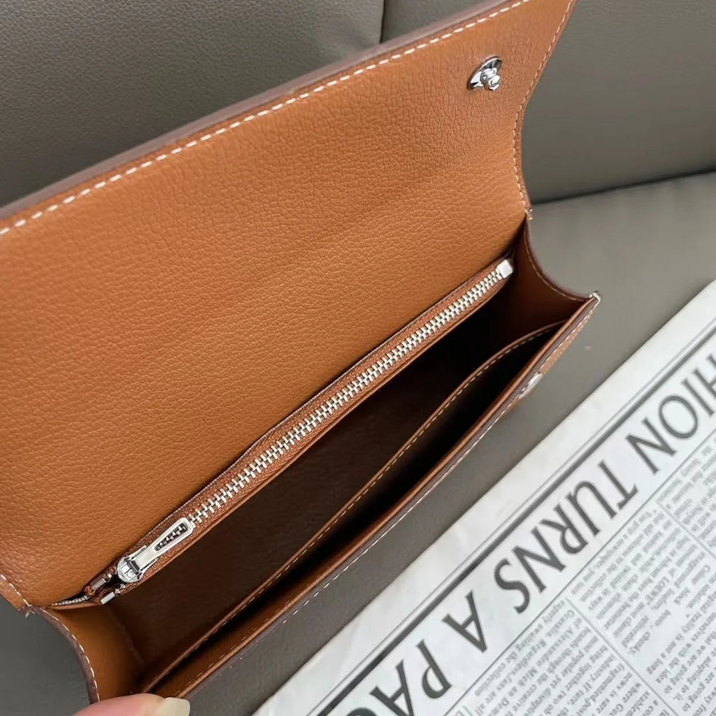 Portefeuille à bandoulière en cuir véritable