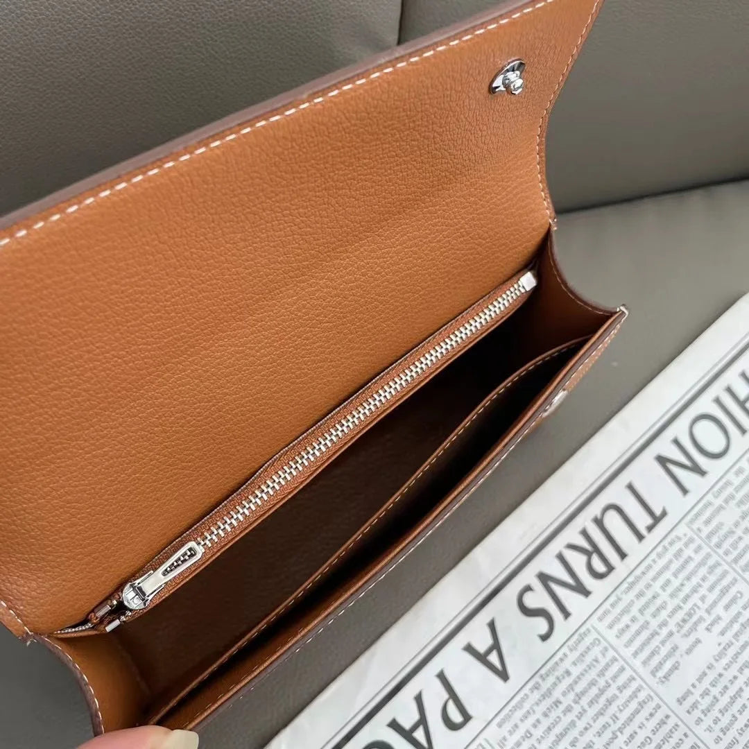 Portefeuille à bandoulière en cuir véritable